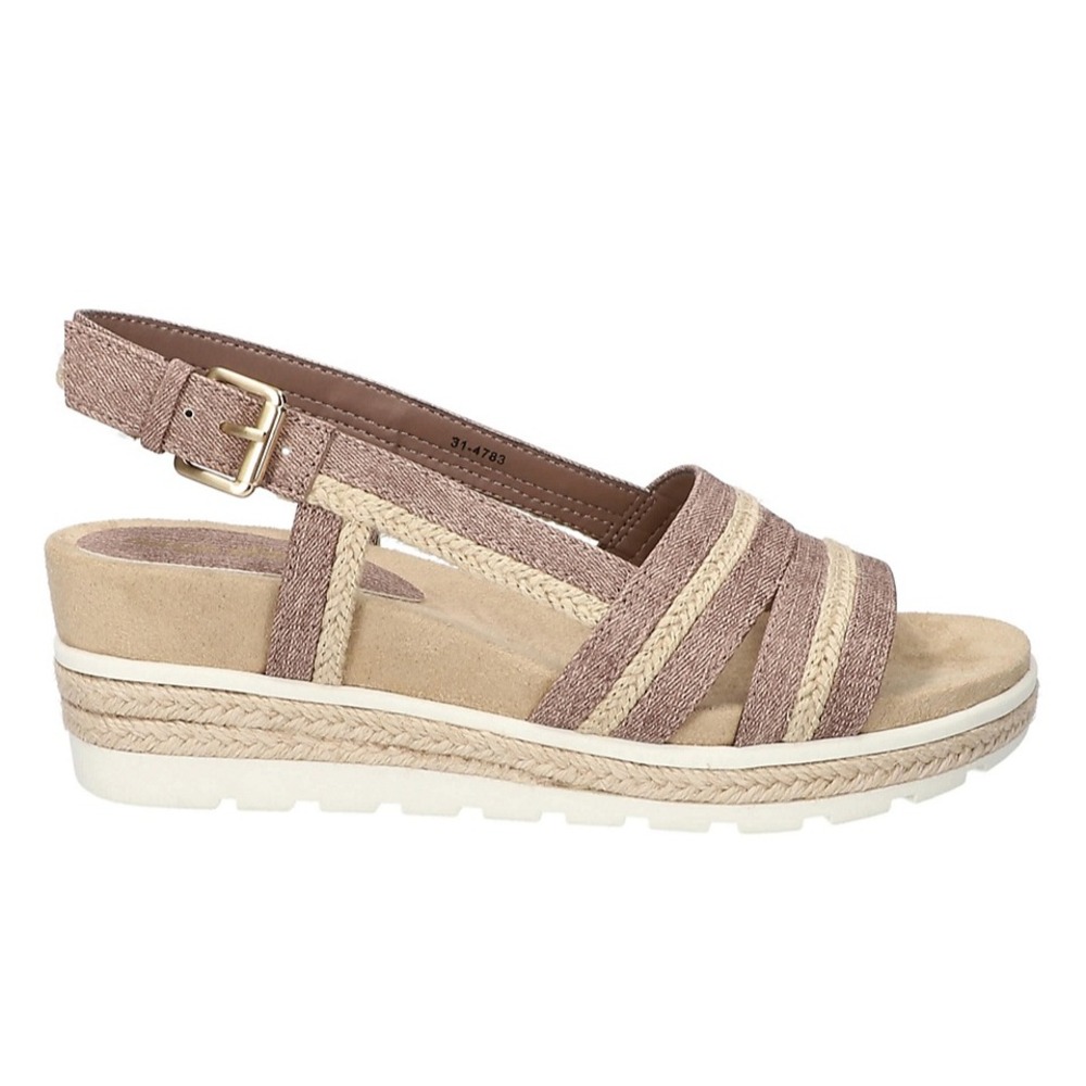 NEW Easy Street Mel Women's 9.5 M Light Brown Rope Espadrille Wedge Sandals